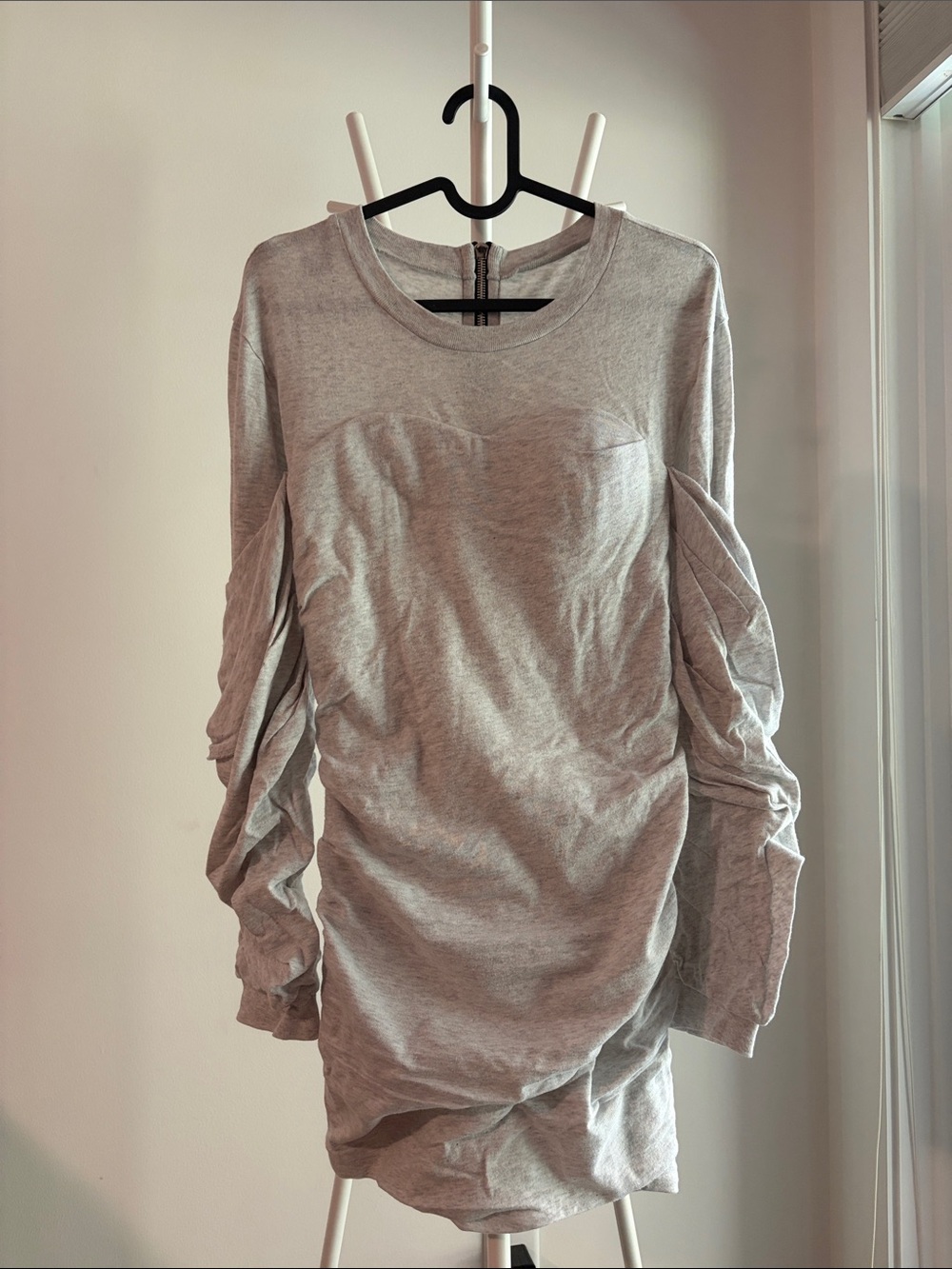 RTA Women's Gray Ruched Long Sleeve Top